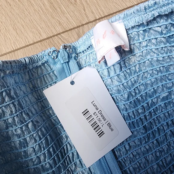 entro Strapless Powder Blue Textured Midi Ball Gown - Picture 5 of 5